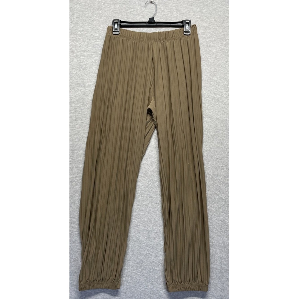 Jon & Anna Contemporary Joggers Pants Womens L Olive Green Pleated Elastic Waist
